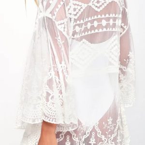 Y2K Mesh Lace Crochet Cover-Up Dress for Coquette Aesthetic and Grunge Style Outfits