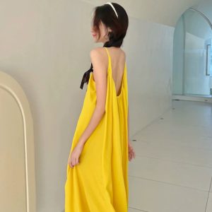 Y2K Open Back Long Dress - Fairy Aesthetic Travel Wear for Stylish Adventures