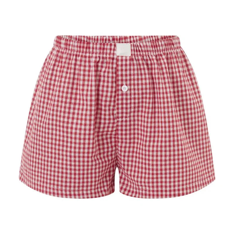 Y2K Plaid Pajama Shorts for Cozy Summer Nights | Trendy Y2K Fashion Sleepwear