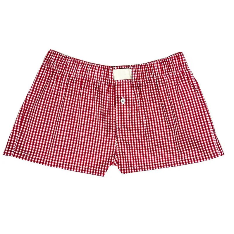 Y2K Plaid Pajama Shorts for Cozy Summer Nights | Trendy Y2K Fashion Sleepwear