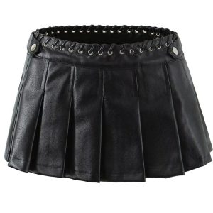 Y2K Pleated Mini Skirt - Cute Cargo Skirt for Coquette Aesthetic and Grunge Style Outfits