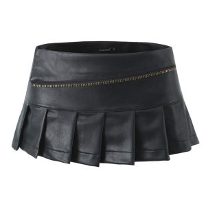 Y2K Pleated Mini Skirt - Cute Cargo Skirt for Coquette Aesthetic and Grunge Style Outfits