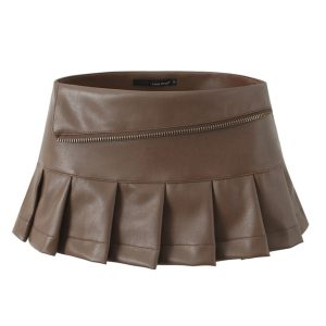 Y2K Pleated Mini Skirt - Cute Cargo Skirt for Coquette Aesthetic and Grunge Style Outfits