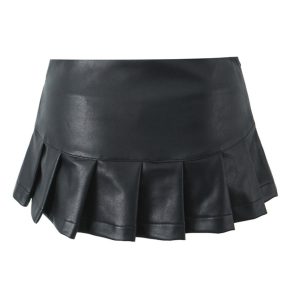 Y2K Pleated Mini Skirt - Cute Cargo Skirt for Coquette Aesthetic and Grunge Style Outfits