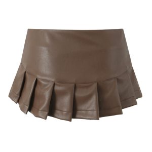 Y2K Pleated Mini Skirt - Cute Cargo Skirt for Coquette Aesthetic and Grunge Style Outfits