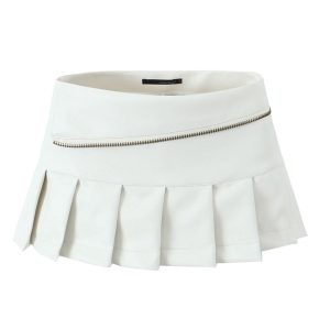 Y2K Pleated Mini Skirt - Cute Cargo Skirt for Coquette Aesthetic and Grunge Style Outfits