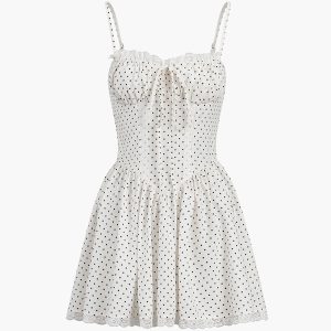 Y2K Polka Dot Knotted Cami Dress - Cute Summer Outfit for Coquette Aesthetic Lovers