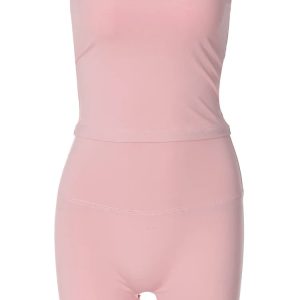 Y2K Sexy Matching Suit: Sleeveless Strapless Tube Crop Top & Short Pant Set for Summer Parties