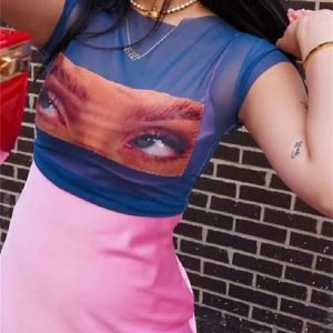 Y2K Streetwear Funny Eyes Printed T-Shirts - Vintage Harajuku Graphic Crop Tops & Grunge Aesthetic