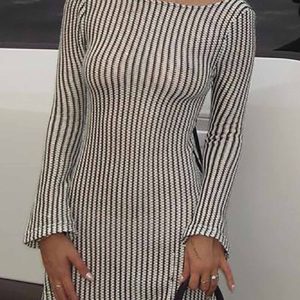 Y2K Striped A-Line Backless Dress for Coquette Aesthetic and Grunge Style Vibes