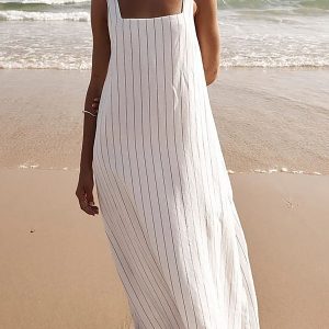 Y2K Striped Cami Maxi Dress - Trendy Coquette Aesthetic for Effortless Style