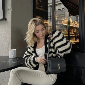 Y2K Striped Cardigan Jacket - Trendy Coquette Aesthetic Layering Piece for Stylish Outfits