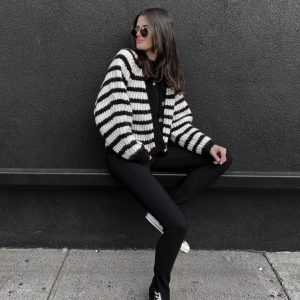 Y2K Striped Cardigan Jacket - Trendy Coquette Aesthetic Layering Piece for Stylish Outfits