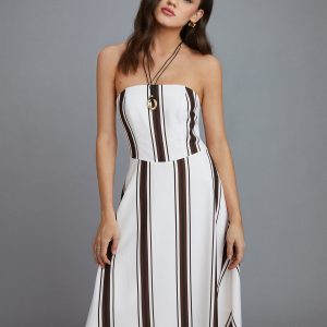 Y2K Striped Off-Shoulder Dress - Trendy Coquette Aesthetic for Effortless Style