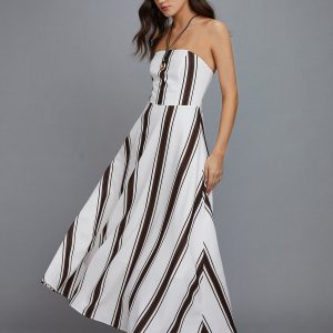 Y2K Striped Off-Shoulder Dress - Trendy Coquette Aesthetic for Effortless Style