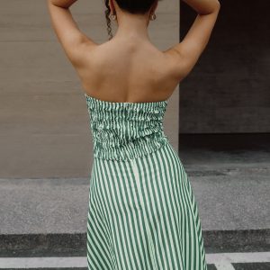 Y2K Striped Tube Long Dress - Trendy Coquette Aesthetic for Effortless Summer Style