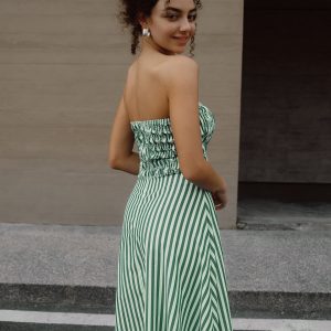 Y2K Striped Tube Long Dress - Trendy Coquette Aesthetic for Effortless Summer Style