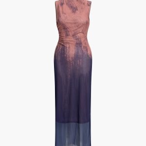 Y2K Tie-Dye Sleeveless Maxi Dress - Trendy Boho Aesthetic for Effortless Style