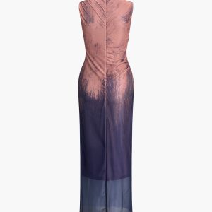 Y2K Tie-Dye Sleeveless Maxi Dress - Trendy Boho Aesthetic for Effortless Style