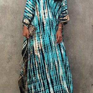 Y2K Tie Dye Slit Maxi Dress - Trendy Beach Cover-Up for Coquette and Grunge Aesthetics