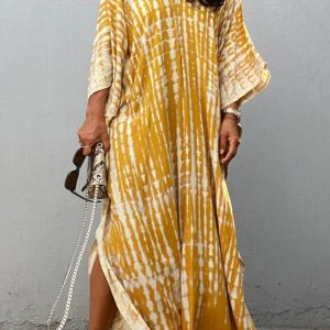 Y2K Tie Dye Slit Maxi Dress - Trendy Beach Cover-Up for Coquette and Grunge Aesthetics