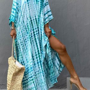 Y2K Tie Dye Slit Maxi Dress - Trendy Beach Cover-Up for Coquette and Grunge Aesthetics