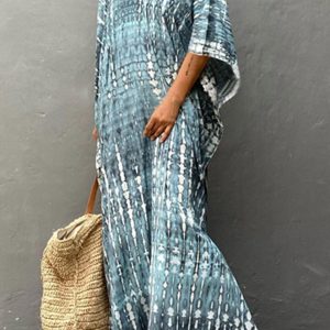 Y2K Tie Dye Slit Maxi Dress - Trendy Beach Cover-Up for Coquette and Grunge Aesthetics