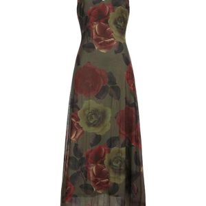 Y2K Vintage Floral Print V-Neck Slip Dress - Cute Coquette Aesthetic for Effortless Style