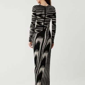 Zebra Print Y2K Aesthetic Long Sleeve Sweater Dress for Trendy Outfits