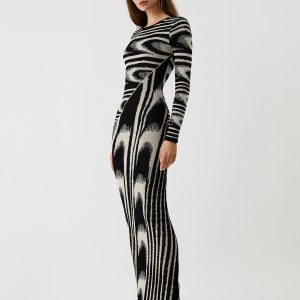 Zebra Print Y2K Aesthetic Long Sleeve Sweater Dress for Trendy Outfits