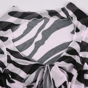 Zebra Stripes High-Slit Maxi Dress - Y2K Aesthetic Fashion for Bold Statement Looks