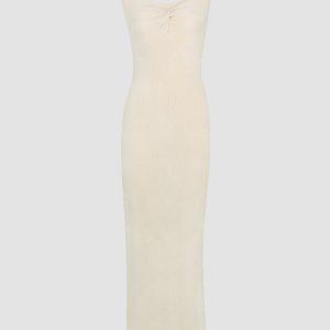 Zinbella Y2K Aesthetic Maxi Ribbed Tube Dress for Trendy Coquette and Grunge Styles