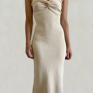 Zinbella Y2K Aesthetic Maxi Ribbed Tube Dress for Trendy Coquette and Grunge Styles